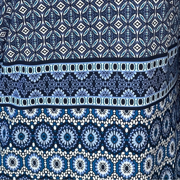 VINCE CAMUTO Casual Stretch Blue Geometric Long Sleeve Dress Women's Size 8 - Picture 13 of 16